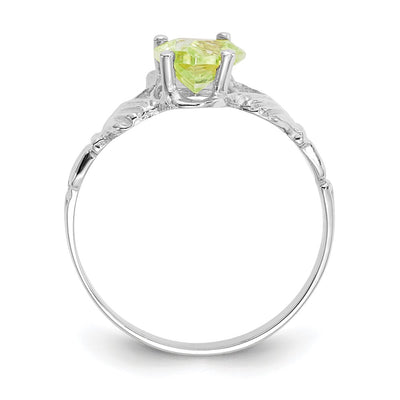 14K White Gold August CZ Birthstone Claddagh Ring