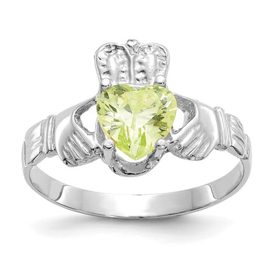 14K white gold cubic zirconia claddagh ring