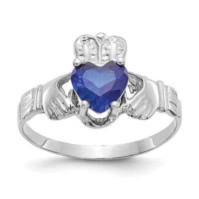 14K white gold cubic zirconia claddagh ring