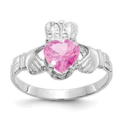14K white gold cubic zirconia claddagh ring