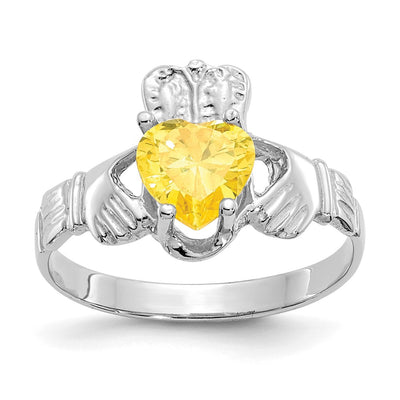 14K white gold cubic zirconia claddagh ring