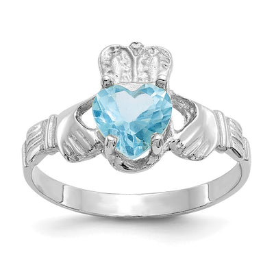 14K white gold cubic zirconia claddagh ring
