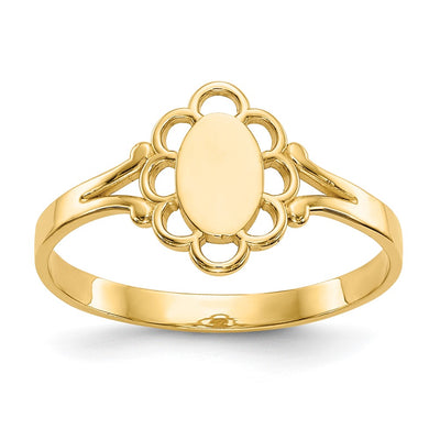 14K gold oval signet ring