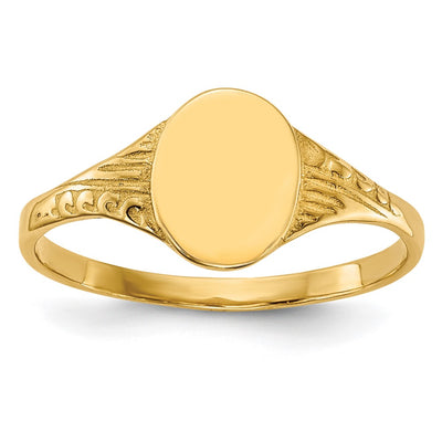 14K gold oval signet ring