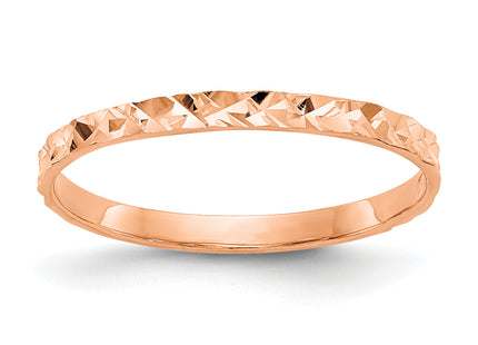 14K 1mm Diamond-cut Design Flat Band Baby / Childs Ring