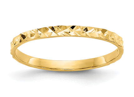 14K 1mm Diamond-cut Design Flat Band Baby / Childs Ring