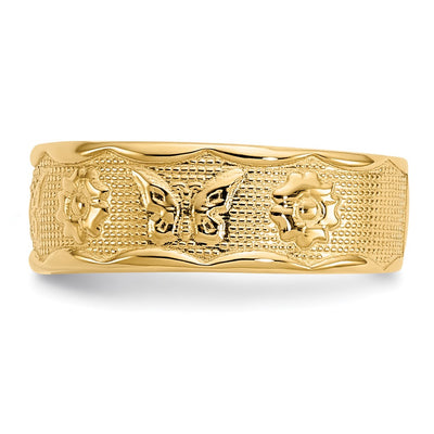 14K Flower & Butterfly Toe Ring