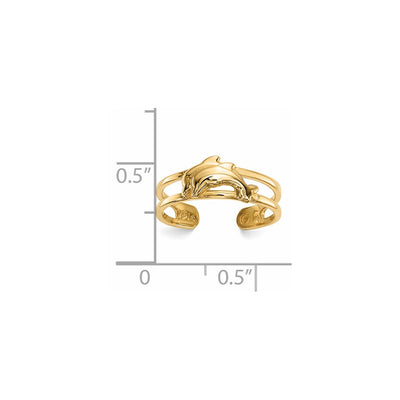 14K Dolphins Toe Ring