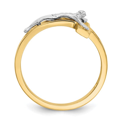 14K Two-tone Polished Crucifix Ring