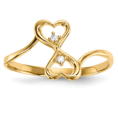 14K gold cubic zirconia heart ring