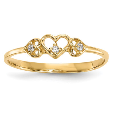 14K gold cubic zirconia heart ring