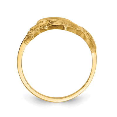 14K Polished and Satin Diamond-cut Dolphin Starfish Shell Sand Dollar Ring
