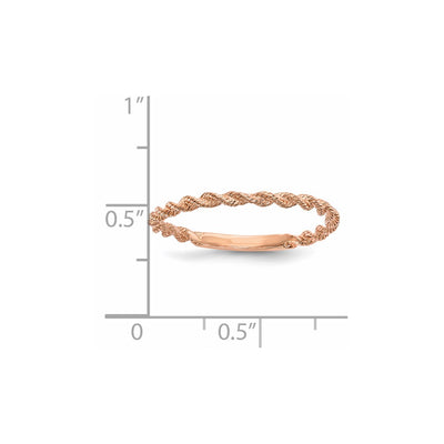 14K Rose Gold Polished Twisted Rope Ring