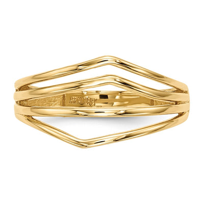 14K Gold Polished 4-Bar Ring