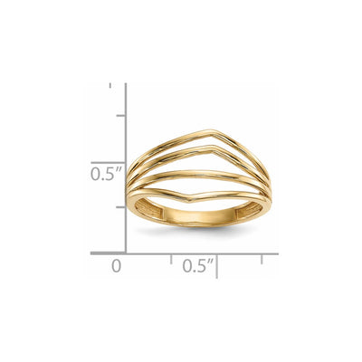 14K Gold Polished 4-Bar Ring