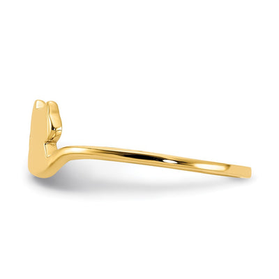 14K Gold Polished Cat Adjustable Cuff Ring