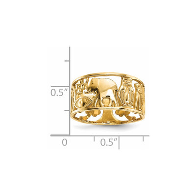 14K Lucky Symbols Cut Out Band
