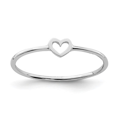14K white gold heart ring