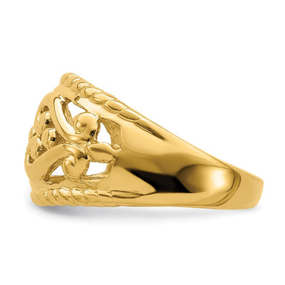 14K Polished Cut-Out Heart Design Band