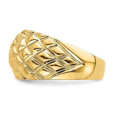 14K Polished Basket Weave Pattern Ring