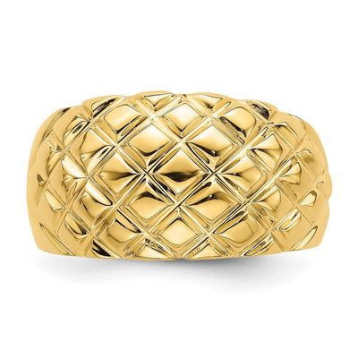 14K Polished Basket Weave Pattern Ring