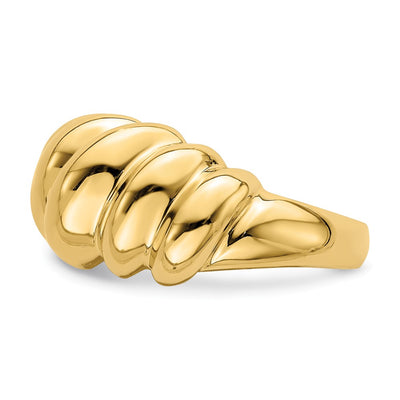 14K Polished Slanted Shrimp Dome Ring