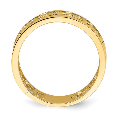 14K Polished Cut Out Greek Key Design Band