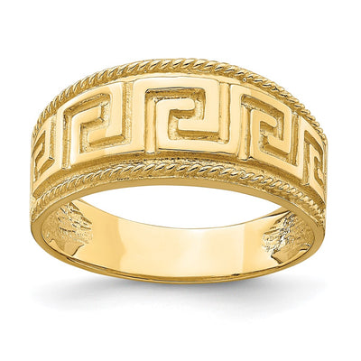 14K Greek Key Pattern Dome Ring