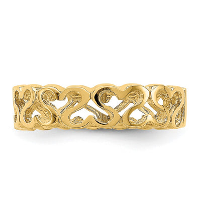 14K Polished Heart Band
