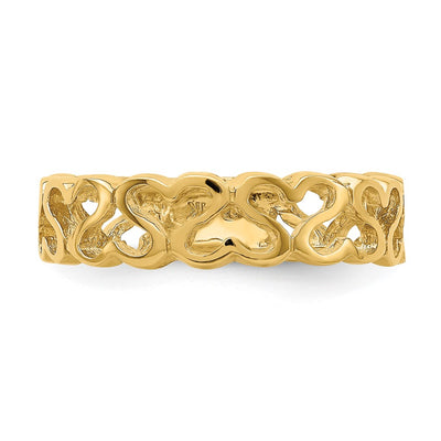 14K Polished Heart Band