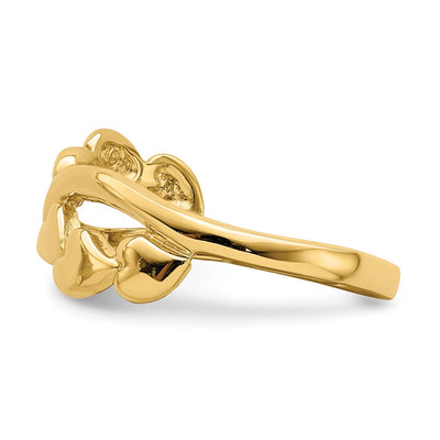 14K Polished w/ X Design Heart Band