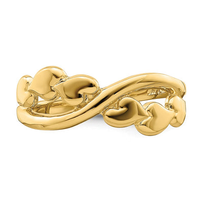 14K Polished w/ X Design Heart Band