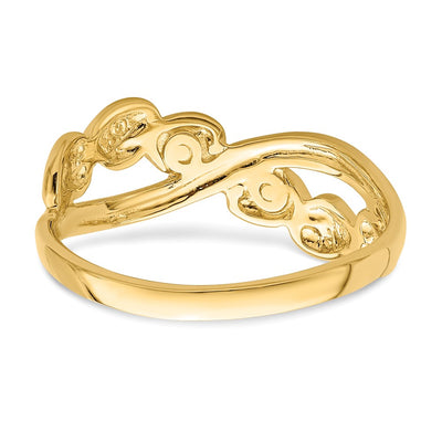 14K Polished w/ X Design Heart Band