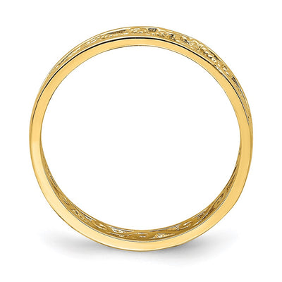 14K Beaded Scroll Cut-Out Band Child's Ring