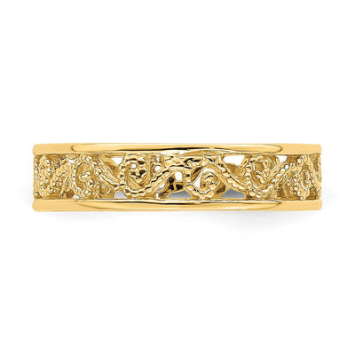 14K Beaded Scroll Cut-Out Band Child's Ring