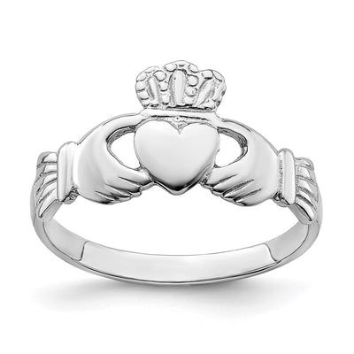 14K white gold claddagh ring