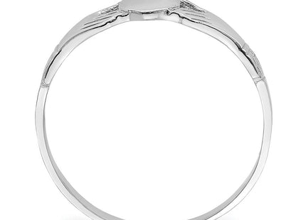 14K White Gold Polished Petite Claddagh Ring, view 3