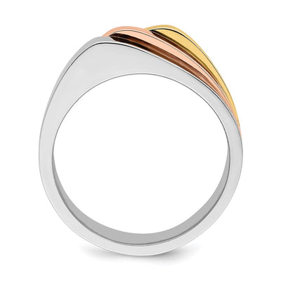 14K Tri-Color Triple Peaked Top Band