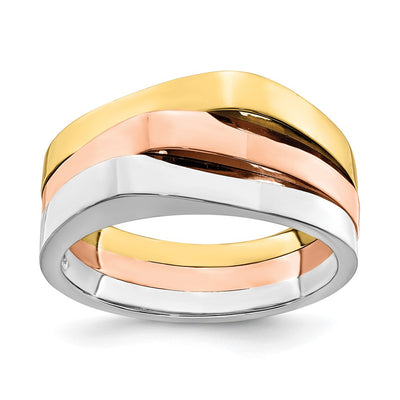 14K Tri-Color Triple Peaked Top Band