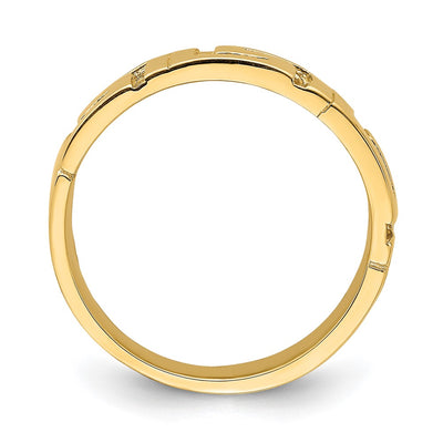 14K Greek Key Band w/ Tapered Shank Ring