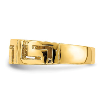 14K Greek Key Band w/ Tapered Shank Ring