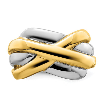 14K Two-tone Cross-Cross Design Ring