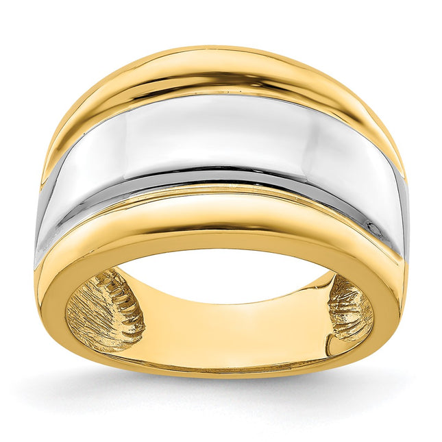 14k Yellow & Rhodium Rings Style R907 - Classique Jewelry Inc.