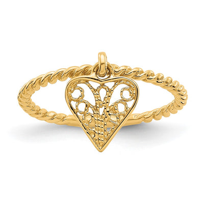 14K gold heart drop earrings