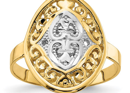 14k Yellow & Rhodium Rings Style R937 - Classique Jewelry Inc.