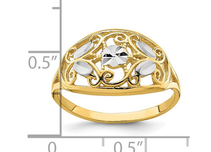 14k Yellow & Rhodium Rings Style R939 - Classique Jewelry Inc.