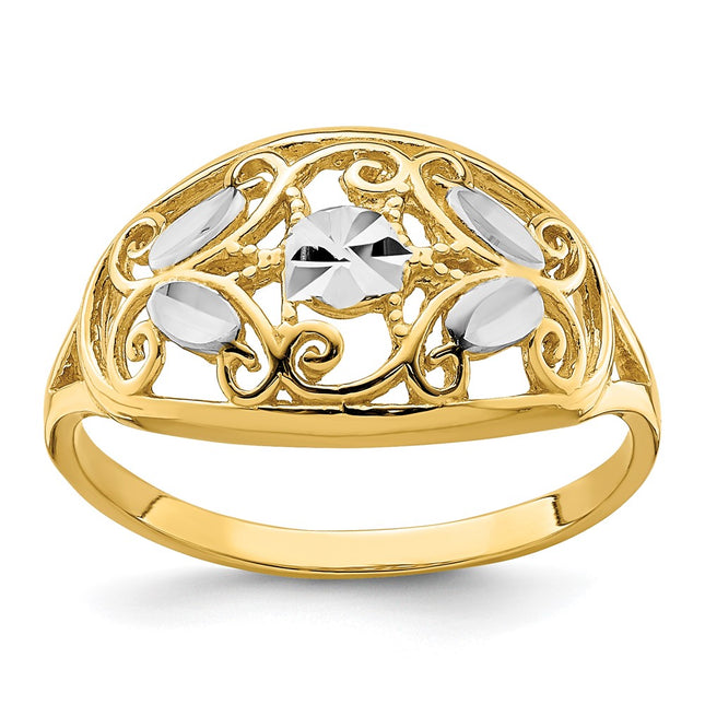 14k Yellow & Rhodium Rings Style R939 - Classique Jewelry Inc.