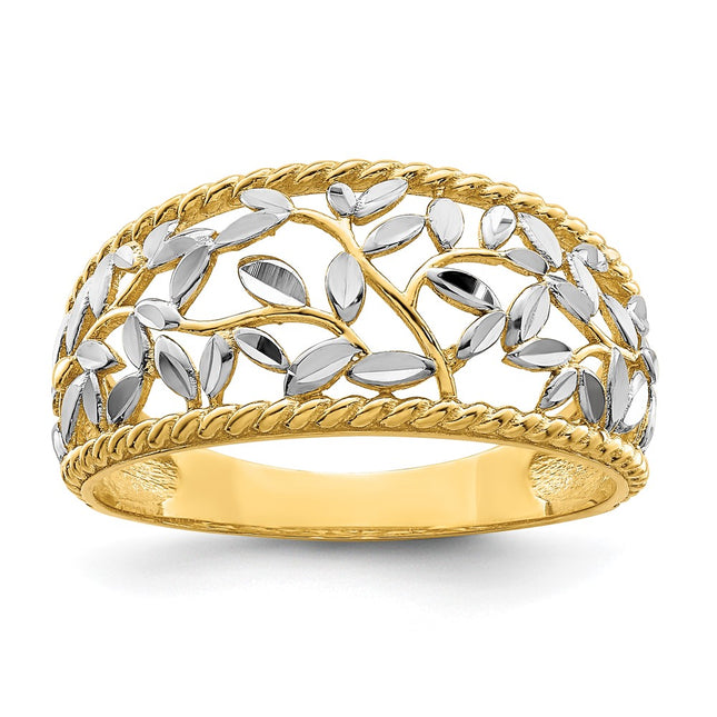 14k Yellow & Rhodium Rings Style R945 - Classique Jewelry Inc.