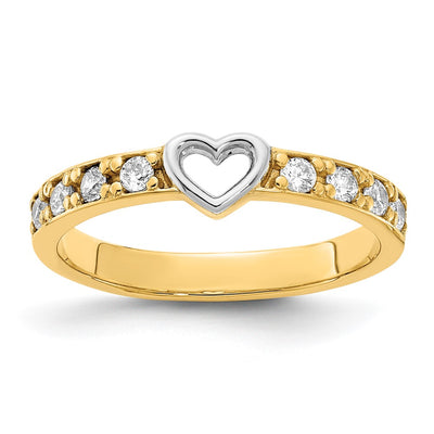 14K gold cubic zirconia heart ring