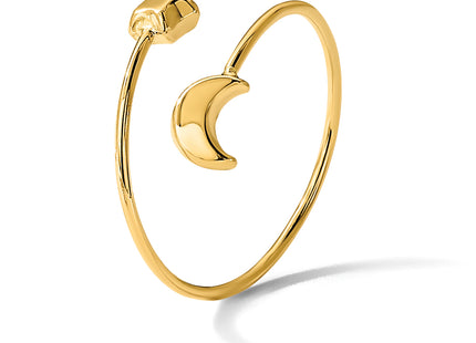 14K Polished Adjustable Moon and Star Ring